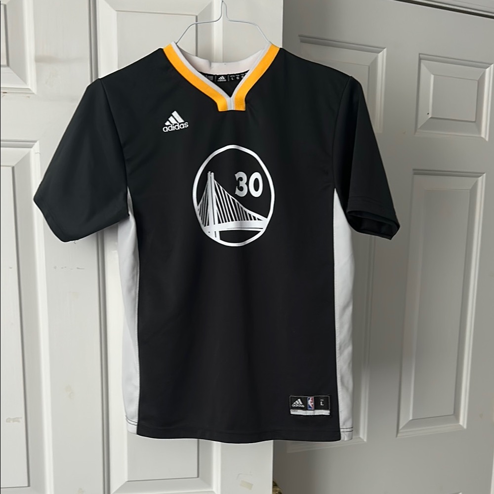 Vintage Steph Curry Adidas Black and White NBA Warriors Jersey